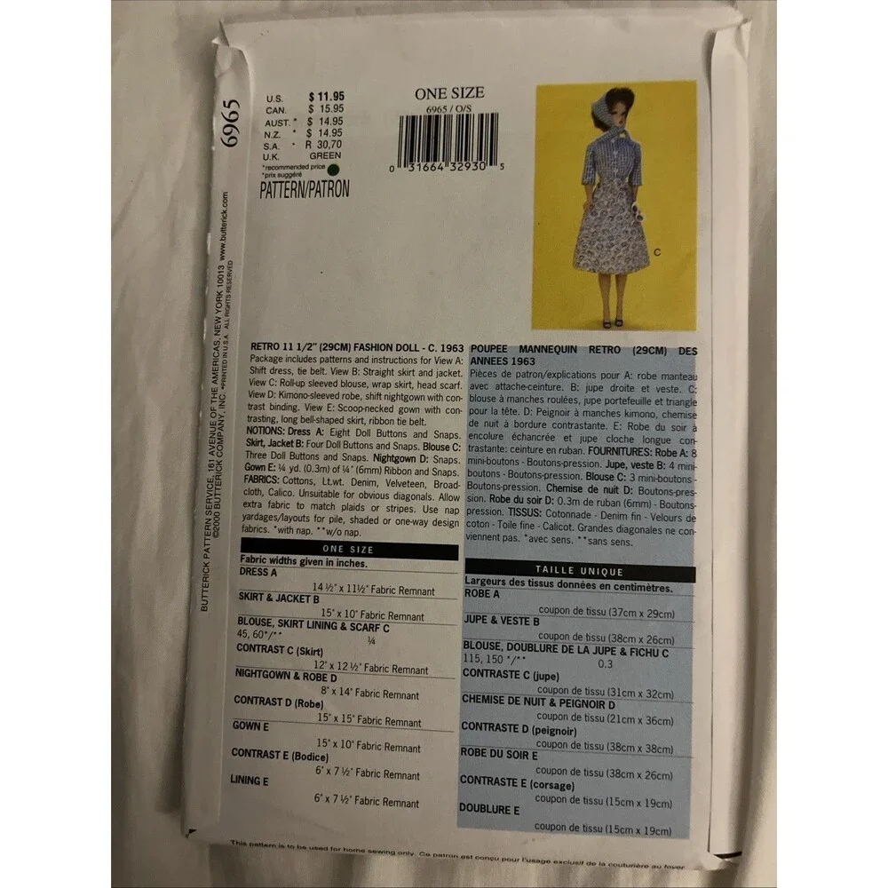 Butterick 6965 * 11½